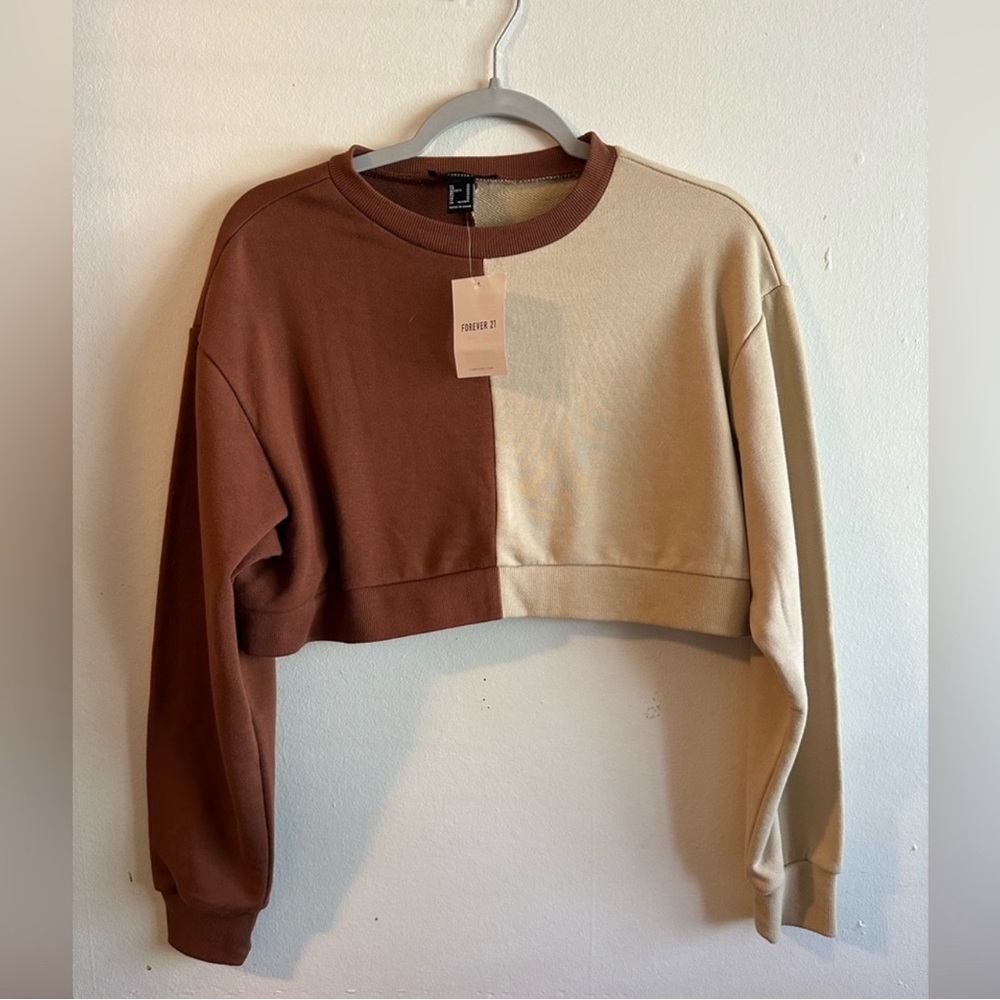 Two-Tone Brown and Tan Women's Crop Top